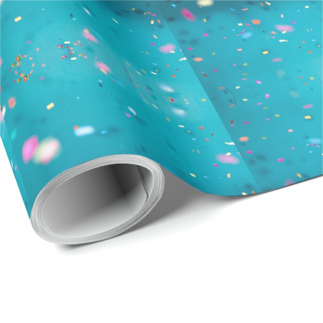 Blue Confetta Geschenkpapier (Rolleneckpunkt)