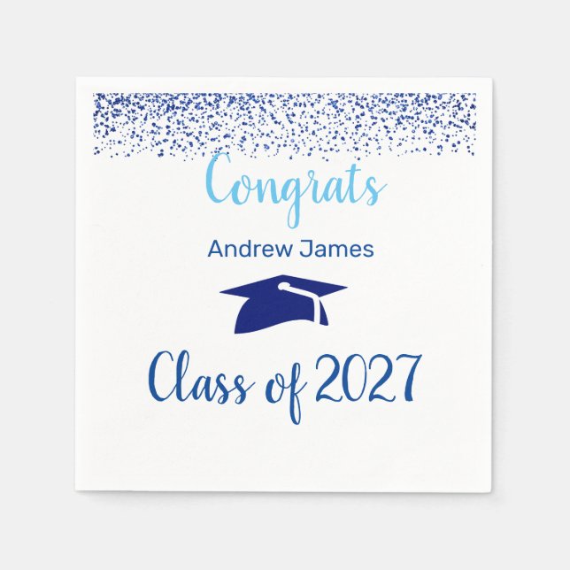 blue confetti 2027  graduation  -  Congrats  Serviette (Vorderseite)