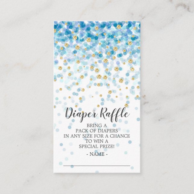 Blue Confetti Baby Showdusche Windeln Raffle Ticke Begleitkarte (Vorderseite)