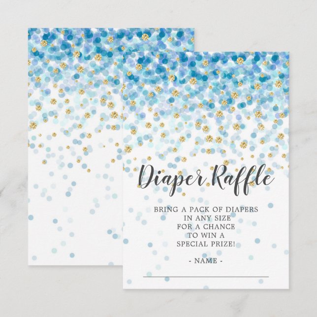Blue Confetti Baby Showdusche Windeln Raffle Ticke Einladung (Vorne/Hinten)