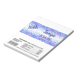 Blue Confetti Candy Bar Wrapper Gastgeschenk Notizblock