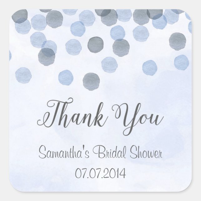 Blue Confetti Danke Stickers (Vorderseite)