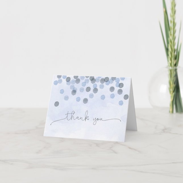 Blue Confetti Watercolor Danke-Card Dankeskarte (Vorderseite)