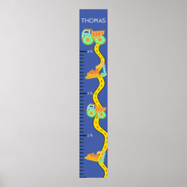 Blue Construction Little Boys Growth Chart Poster