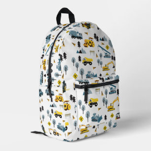 Blue Construction Trucks & Site Theme Boys Bedruckter Rucksack