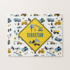 Blue Construction Trucks & Site Theme Muster