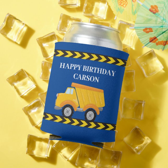 Blue Construction Vehicle Custom Birthday Party Dosenkühler (In Situ Sommer)
