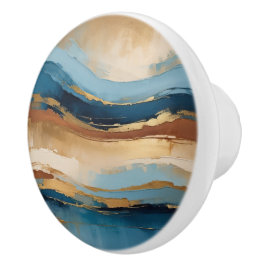 Blue copper and gold waves keramikknauf