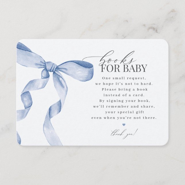 Blue Coquette Books For Baby invitation insert (Devant)