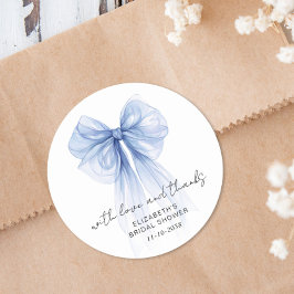 Blue Coquette Bow Brautparty Vielen Dank Runder Aufkleber