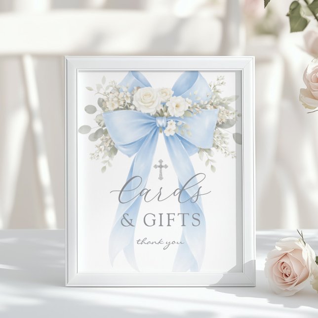 Blue Coquette Bow Cards and gifts Baptism Poster (Von Creator hochgeladen)