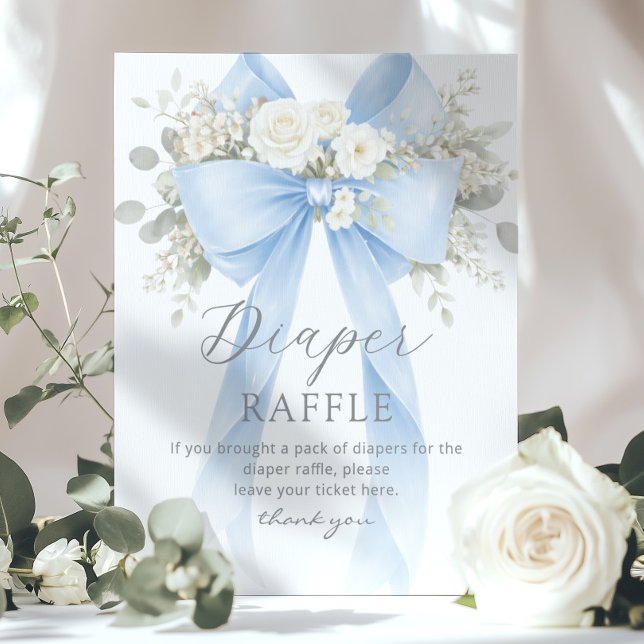 Blue Coquette Bow Diaper raffle Baby shower Poster (Von Creator hochgeladen)