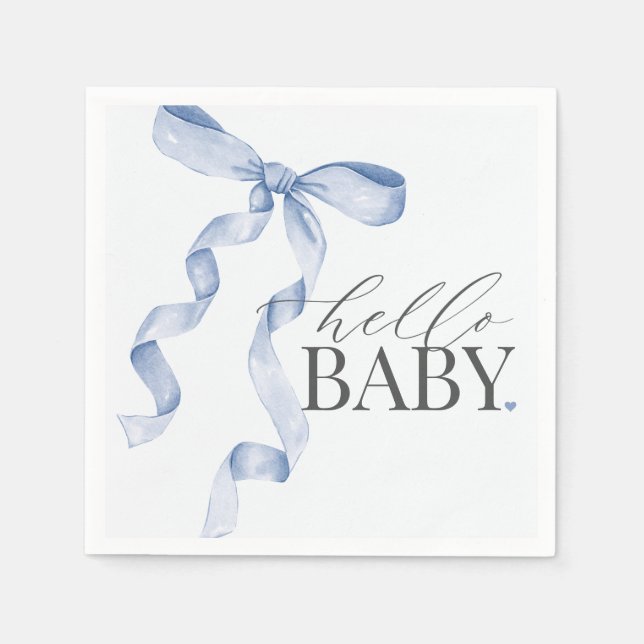 Blue Coquette Bow Girl Baby Dusche Dekoration Serviette (Vorderseite)