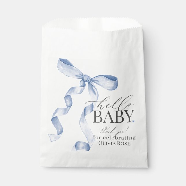 Blue Coquette Bow Girl Baby Dusche Nachtisch Geschenktütchen (Vorderseite)