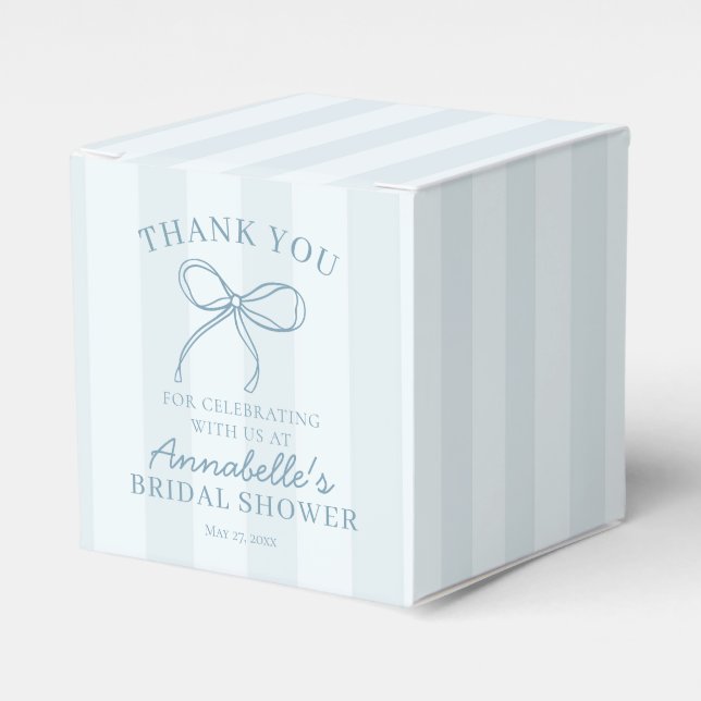 Blue Coquette Bow Pastel Brautparty Dessert Geschenkschachtel (Vorderseite)