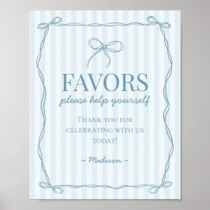 Blue Coquette Bow Pastel Favoriten Zeichen Poster