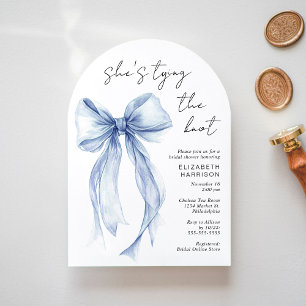 Blue Coquette Bow Watercolor Arch Brautparty Einladung
