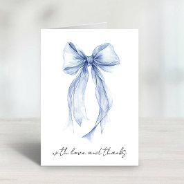 Blue Coquette Bow Watercolor Brautparty Dankeskarte