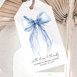 Blue Coquette Bow Watercolor Brautparty Geschenkanhänger