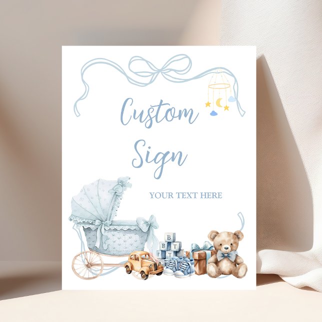 Blue Coquette Carriage Baby Shower Custom Sign Poster (Von Creator hochgeladen)