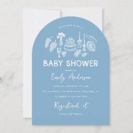 Blue Coquette Moderne Babydusche Einladung