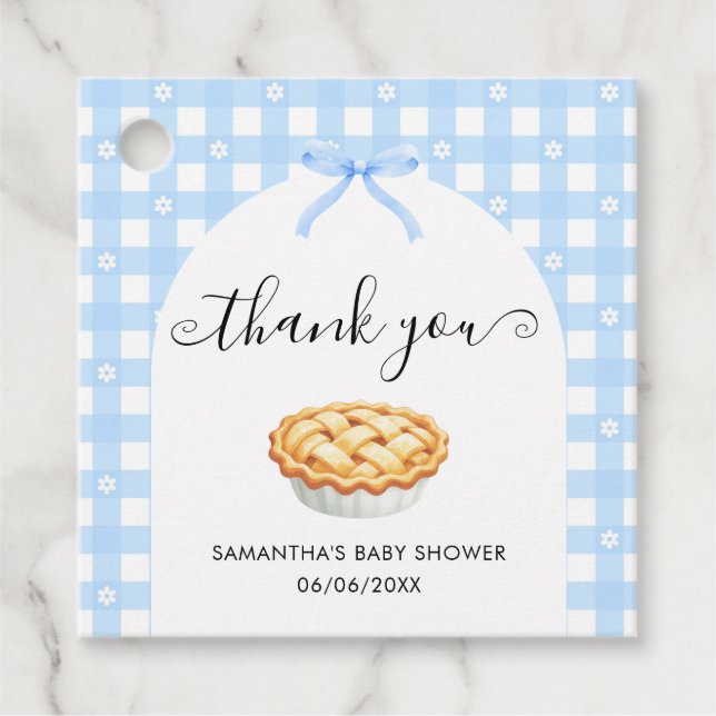 Blue Coquette Pie Baby Shower Thank You Geschenkanhänger (Vorderseite)