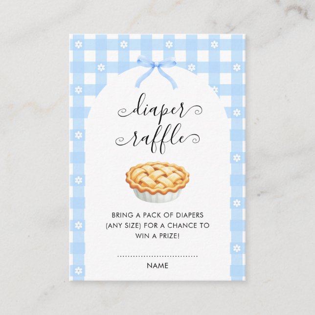 Blue Coquette Pie Diaper Raffle Begleitkarte (Vorderseite)