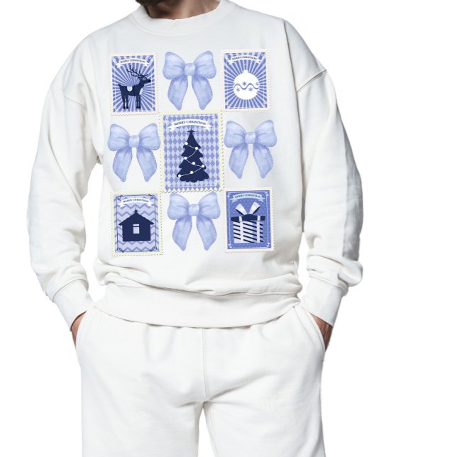 Blue Coquette Weihnachten Postal Briefmarke Sweatshirt (Von Creator hochgeladen)