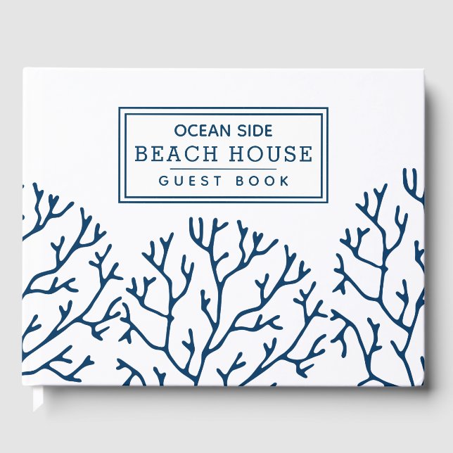 Blue Coral Pattern - Beach House Vermietung Gästebuch (Vorderseite)