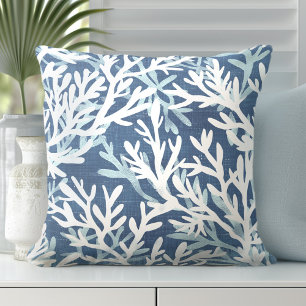 Blue Coral Pillow   Korallendekorative Kissen