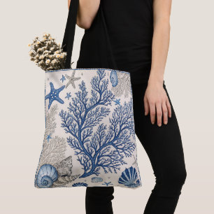 Blue Coral Tote Beutel - Küstenmeer mit Star Tasche