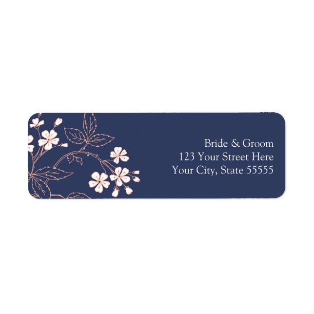 Blue Coral Wedding Custom Rücksendeadressen-Aufkle (Vorne)