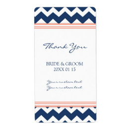 Blue Coral Zickzack Wedding Labels