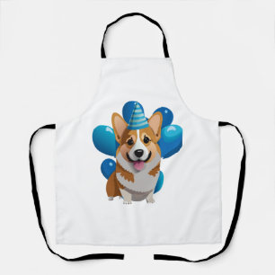 Blue Corgi Birthday Classic T - Shirt (1) Schürze