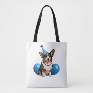 Blue Corgi Birthday Classic T - Shirt Tasche