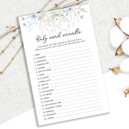 Blue Cornflower Baby Shower Baby Word Scramble