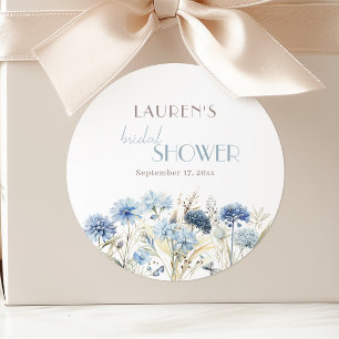 Blue Cornflower Hydrangea Brautparty Runder Aufkleber