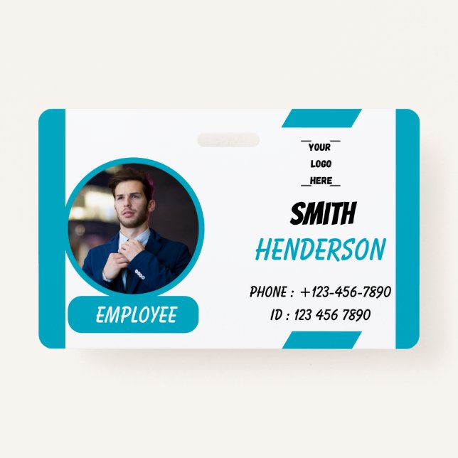 Blue Corporate Employee Photo ID Badge (Devant)
