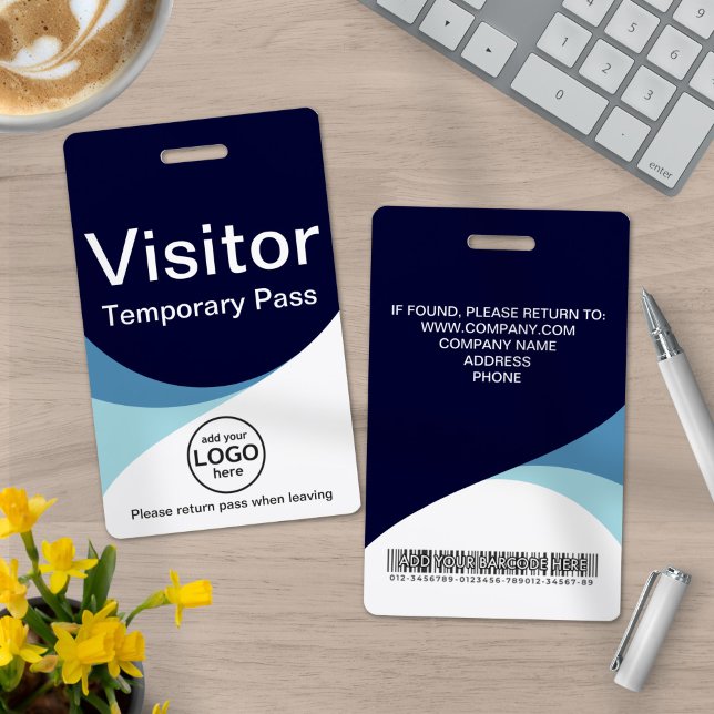 Blue Corporate Visitor Pass ID Barcode Abzeichen Ausweis (Von Creator hochgeladen)