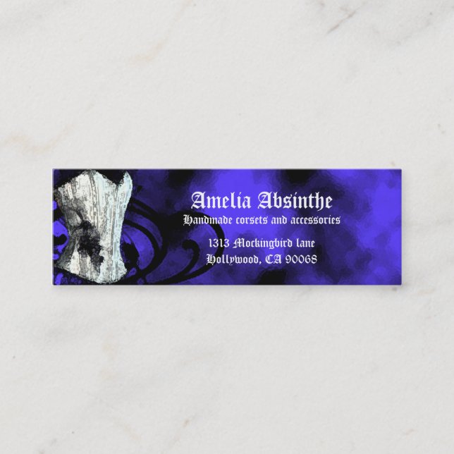 Blue Corset Goth Business Card Mini Visitenkarte (Vorderseite)