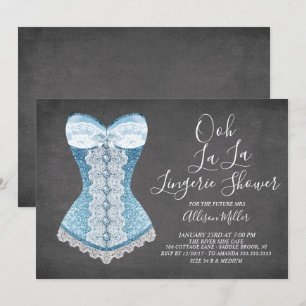 Blue Corset Lingerie Bridal Dusche Einladung