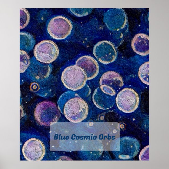 Blue Cosmic Orbs Poster (Vorne)