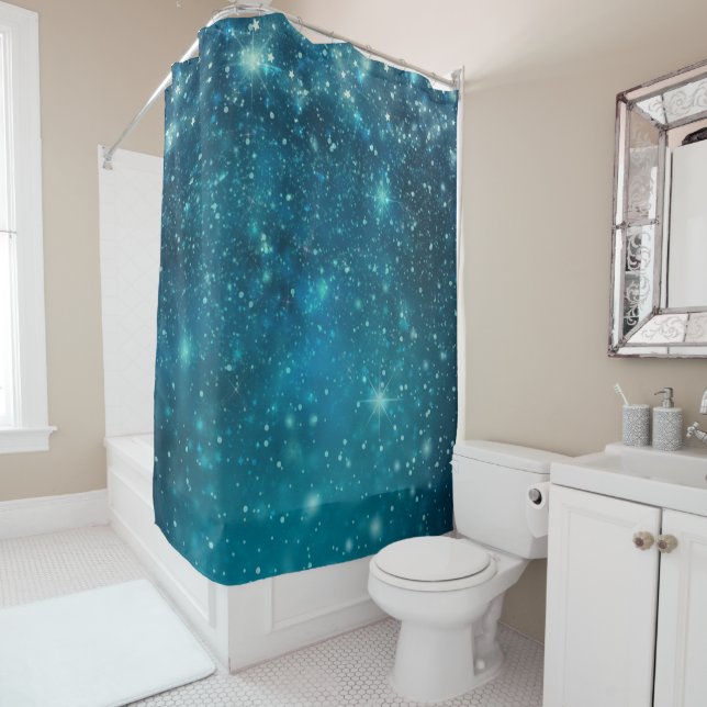 Blue Cosmic Spacey Starry Sky Duschvorhang (Beispiel)