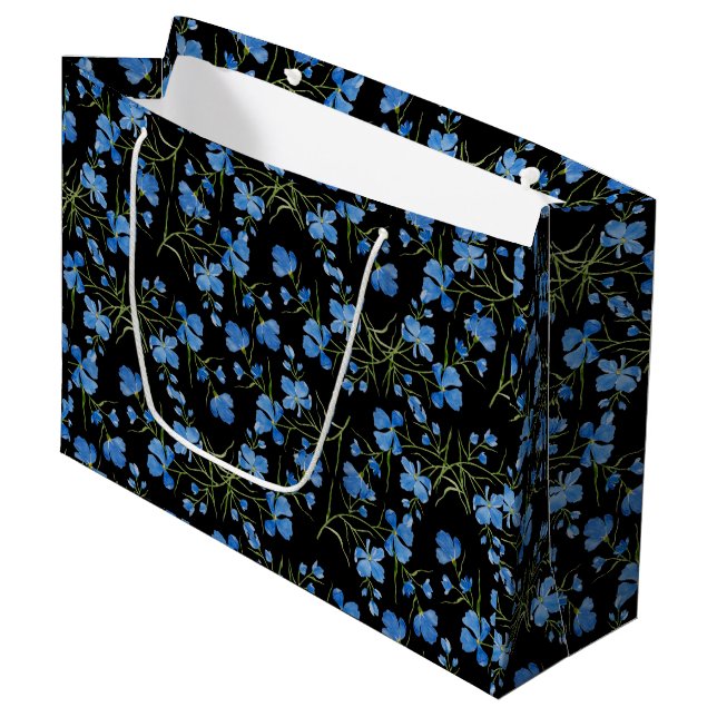 Blue Cosmos Flowers Große Geschenktüte (Vorderseite Schrägansicht)