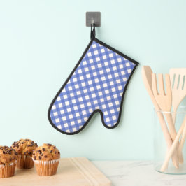 Blue Country Style Gingham Pattern Monogram Ofenhandschuh