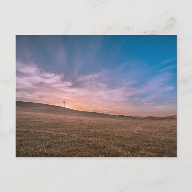 Blue Countryside Sunset Postkarte (Vorderseite)