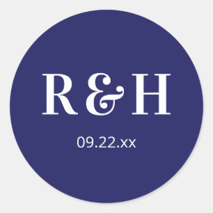 Blue Couple Initials Runder Aufkleber