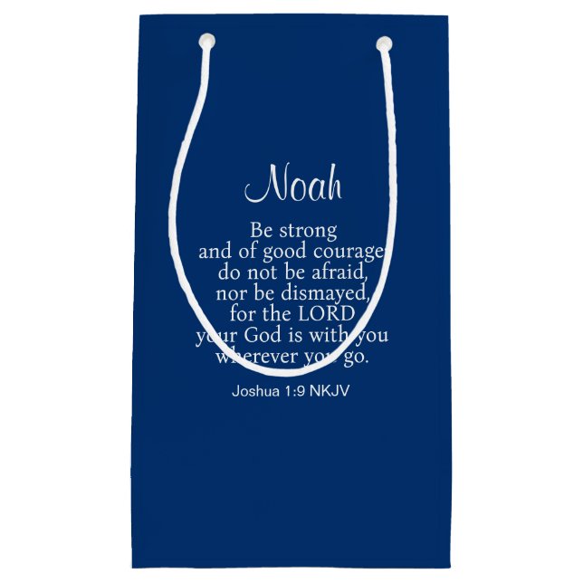 Blue Courage Bible Verse Individuelle Name Einfach Kleine Geschenktüte (Vorderseite)