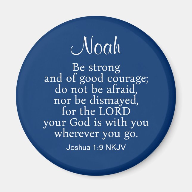 Blue Courage Bible Verse Individuelle Name Einfach Magnet (Vorne)