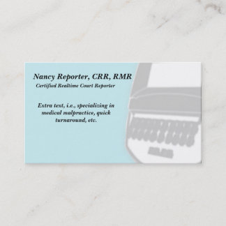 Blue Court Reporter Steno Machine Business Cards Visitenkarte